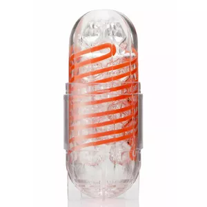 Мастурбатор TENGA Pocket Transparent Elastomer Orange Spinner — Ø рукава 4,5 см, длина 13–17 см, эластомер/ABS/PC