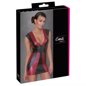 Женское приталенное платье cottelli collection 27179133031 красно-черное, контрастные панели, полиэстер-спандекс, размер M