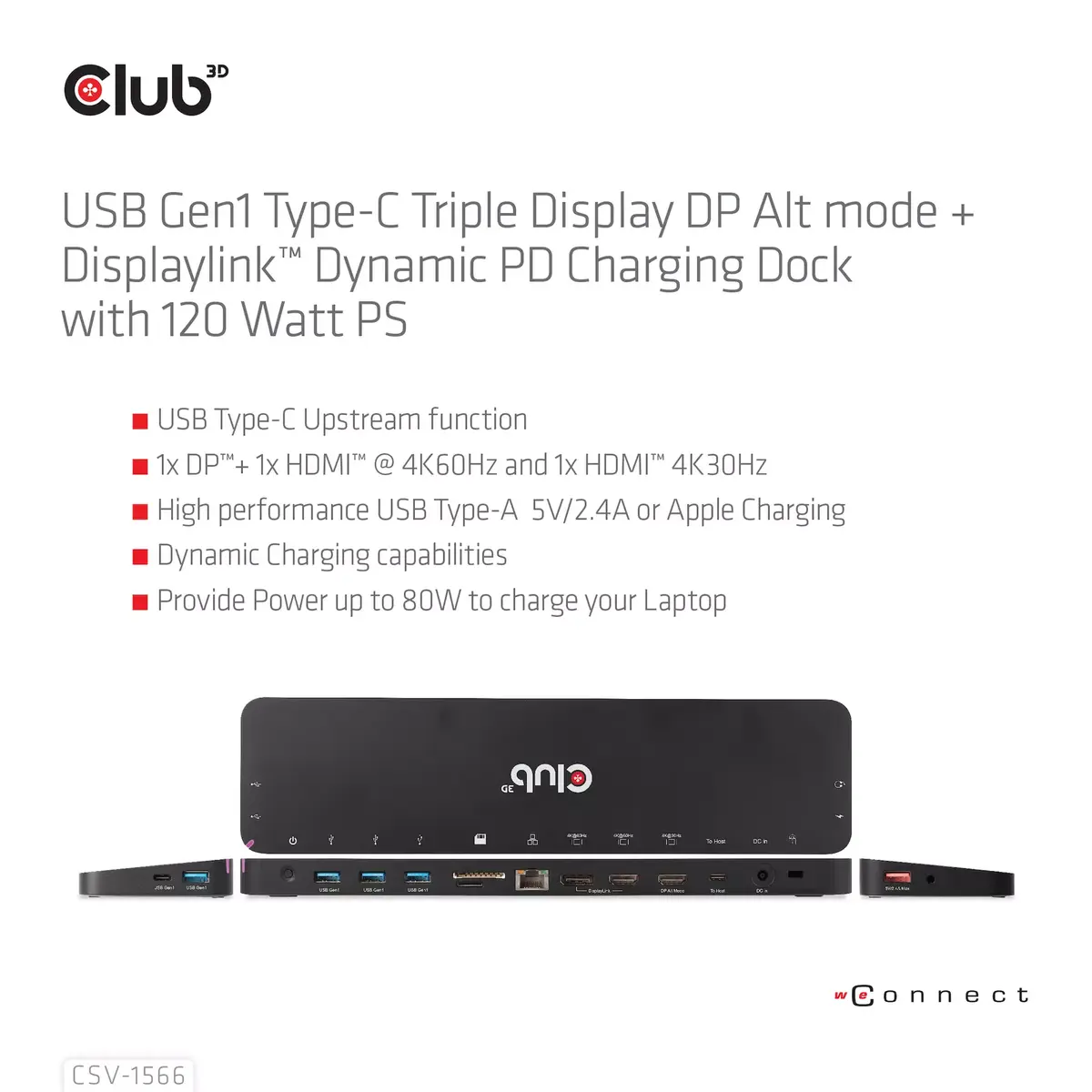 Doku stacija CLUB3D USB Gen1 Type-C Triple Display DP Alt mode Photo 9