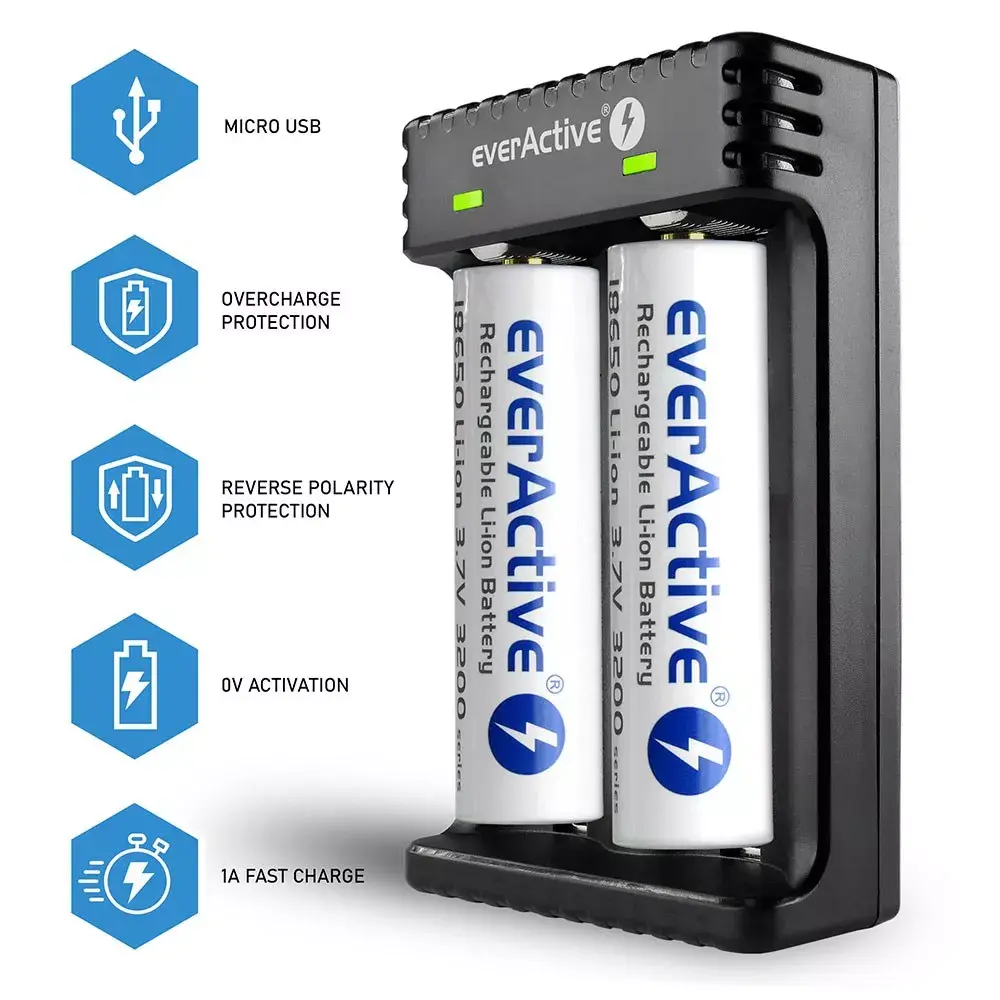 Akumulatoru lādētājs everActive LC200 — 2 vietas USB Photo 3