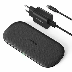 Беспроводное зарядное устройство CHOETECH T535-SB Быстрое двойное 18W — подставка для двух устройств Qi