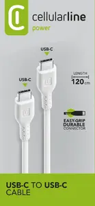 Кабель питания Cellularline USB-C to USB-C 1.2м Белый USBDATACUSBC-CW