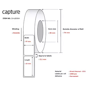 Printer label Capture CA-LB3064 White