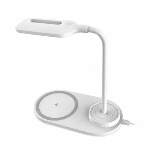 Настольная лампа PLATINET PDL1930W — компактная светодиодная лампа с наклоном и беспроводной Qi-зарядкой 10W, белая