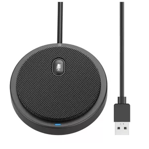 Konferenču mikrofons TECHLY 362725, vadu USB Type-A, omnidirekcionāls, darbības rādiuss 3 m, 100–16000 Hz, 680 Ω, metāla korpuss, kabelis 2 m