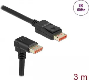 DisplayPort kabelis DeLOCK 87052 8K 60Hz 3m vīriešu uz vīrieti 90° uz leju