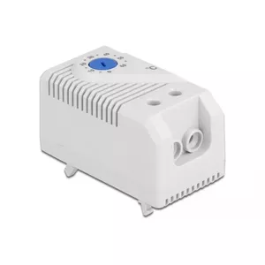 Thermostat DELOCK 66823, plastic housing IP20, 30 W, 250 V, 10 A, 43×60×33 mm, blue/grey
