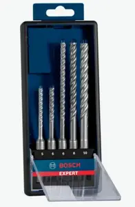Bosch Expert SDS plus-7X Hammer Drill Bit Set 5-Piece for Concrete Rotary Hammers with 5.0, 6.0, 8.0, and 10 mm Sizes