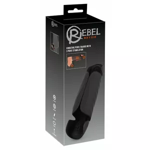 Masturbator Rebel Silicone Black — penis trainer with 3 vibrating segments, 22.1 cm, rechargeable