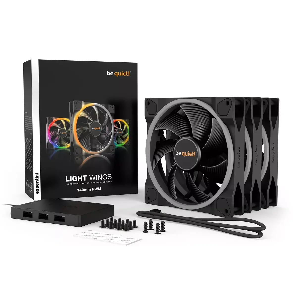 Ventilators be quiet! Light Wings 140mm ARGB PWM Fan Black 3 Pack Photo 6