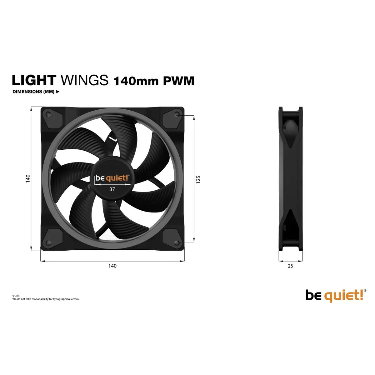 Ventilators be quiet! Light Wings 140mm ARGB PWM Fan Black Photo 7