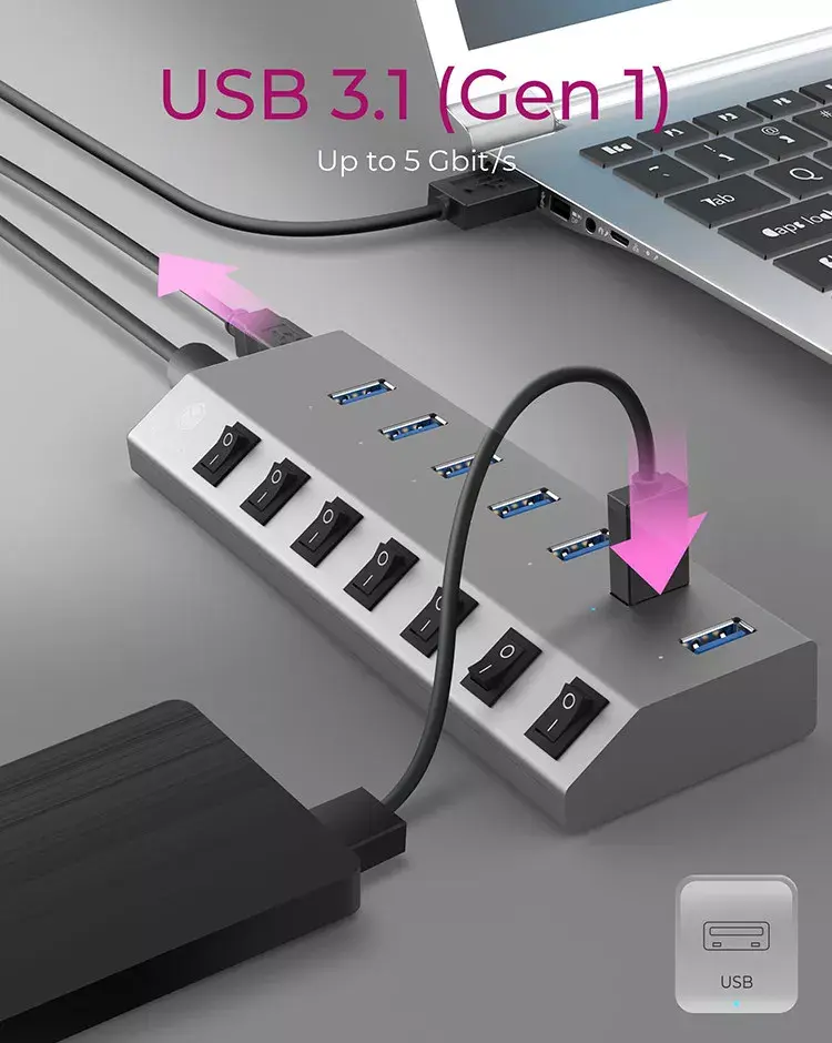 USB centrmezgls ICY BOX IB-HUB1701-C3 Photo 5