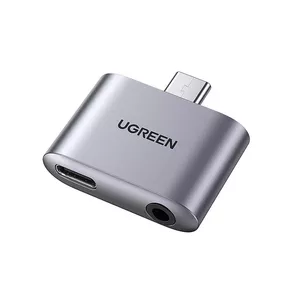 Adapteris no USB-C uz USB-C un 3,5 mm ligzdu UGREEN CM231 (pelēks)