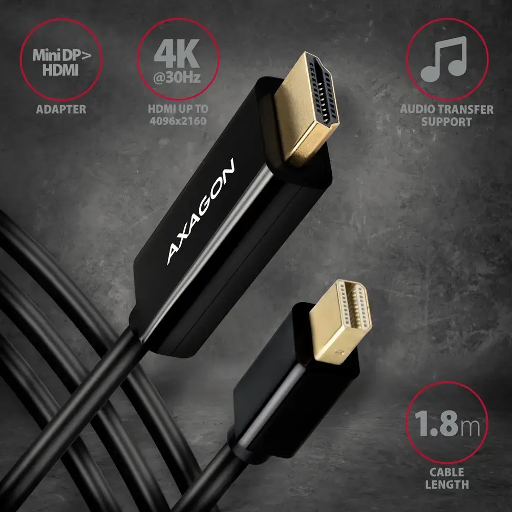 Axagon RVDM-HI14C2 Mini DisplayPort на HDMI адаптер Photo 2