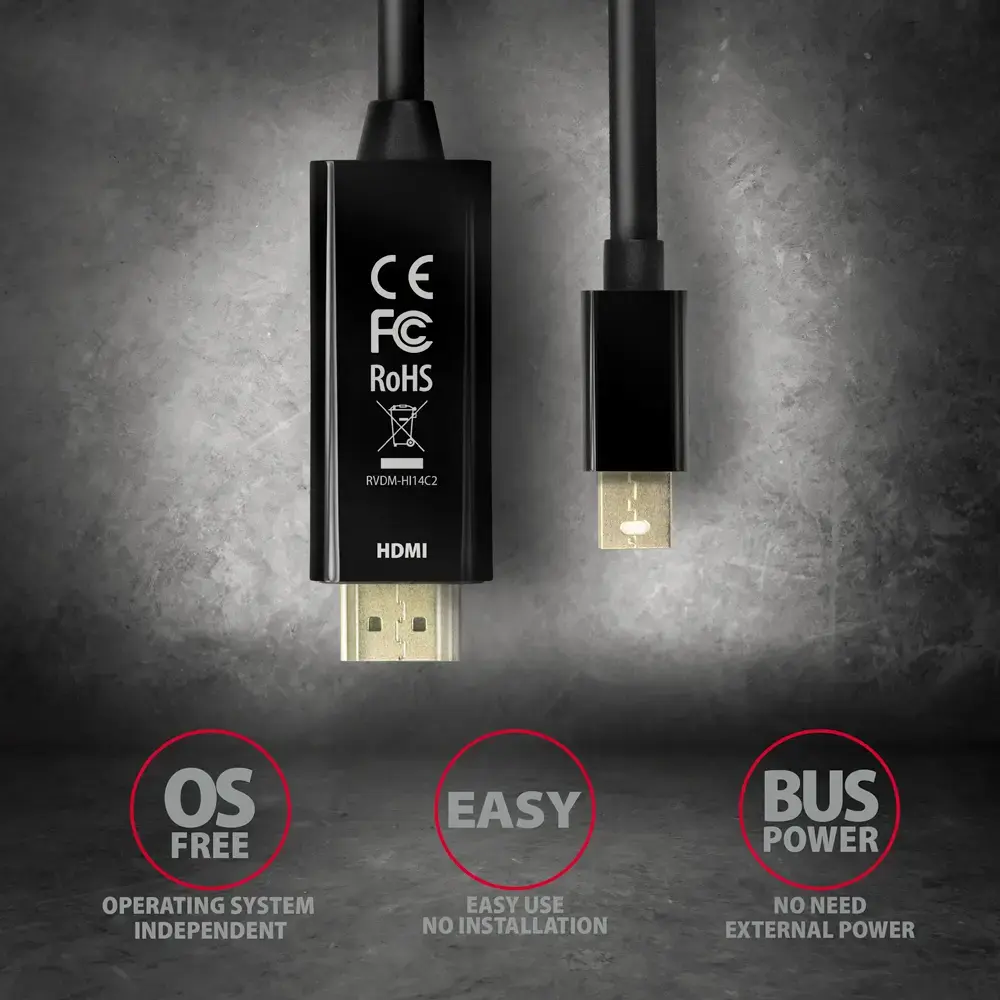 Axagon RVDM-HI14C2 Mini DisplayPort на HDMI адаптер Photo 5