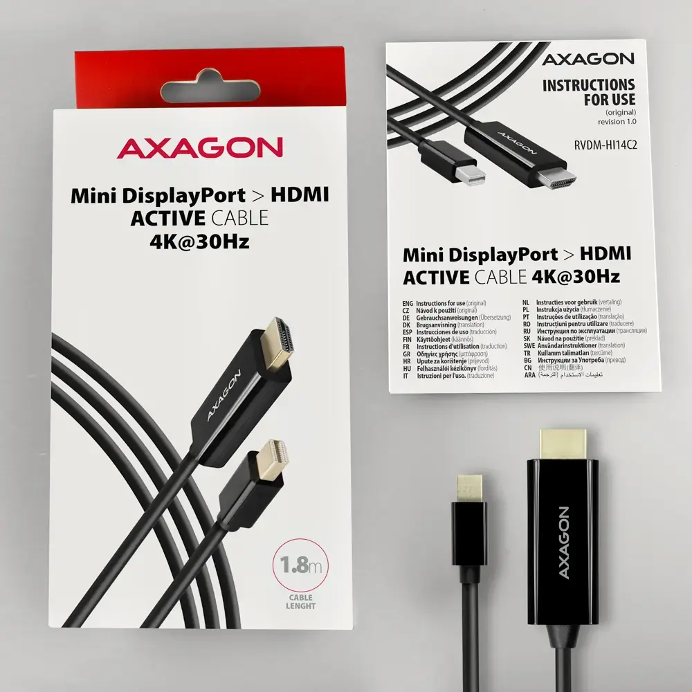 Axagon RVDM-HI14C2 Mini DisplayPort на HDMI адаптер Photo 6