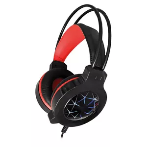 Varr Gaming USB Headphones with Built In Microphone, Over-Ear, LED Backlight, Rugged, Popular USB-A connection, Black/Red, Cable 2.2m