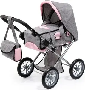 BAYER Dolls Pram City Star Grey — lightweight stroller for dolls, foldable, suitable for role play