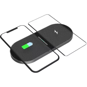 Wireless Charger PLATINET PWCDB 2x10W Fast Charging — dual coil, Qi-compatible, 2×10W output