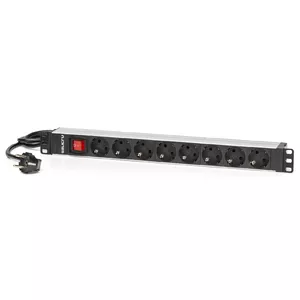 Power bar SALICRU SPS 8F PDU SCH/SCH — 8 AC outlets, 19" (48.3 cm), aluminium housing, 100–250 V, 50–60 Hz, black
