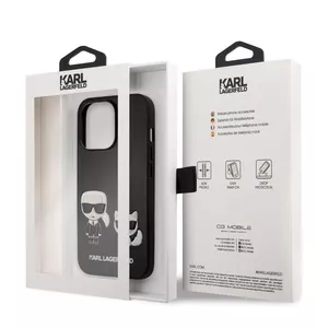 Чехол Karl Lagerfeld Karl and Choupette Ikonic Leather для iPhone 13 Pro, черный