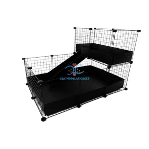 C&C Cage 3x2 + Loft 2x1 + Ramp Jūrascūciņa, Ezis, Rabit Melns