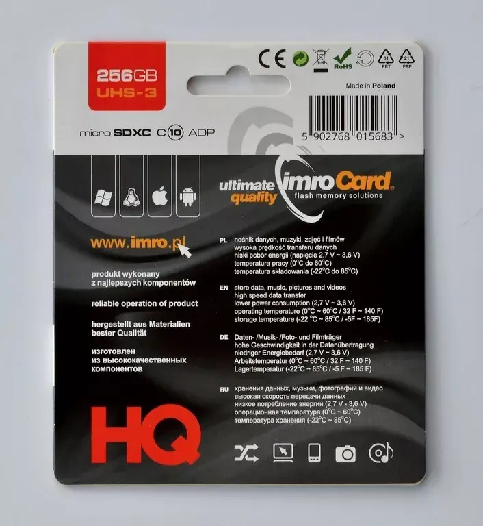 Флеш-карта IMRO 256GB MicroSDXC UHS-3 ADP Photo 3