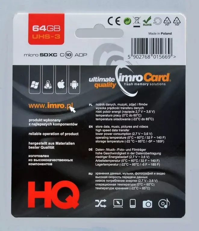 Флеш-карта IMRO 64GB MICROSD10 Photo 3