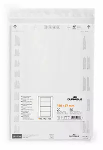 Durable 100302 Universal Non-Adhesive Labels, Rectangle, 150 x 67 mm, 80 Pieces