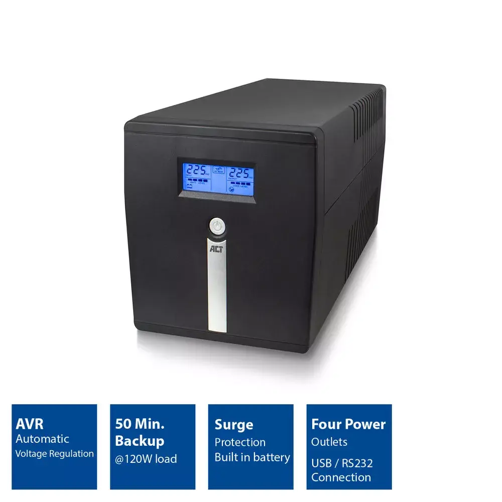 Līnijas interaktīvais UPS ACT 1000VA 600W Photo 2