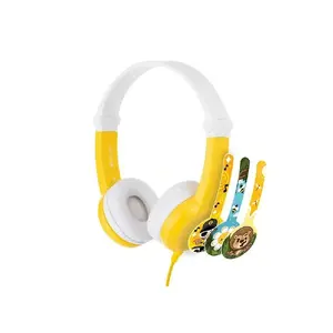 Austiņas buddy phones Hedphones Connect yellow — uz auss bērnu, vadu, ar skaļuma ierobežojumu