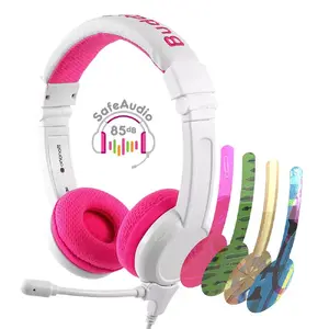 Austiņas buddy phones School+ ar vadu un galvas stīpu zvaniem un mūzikai, 20–20000 Hz, kabelis 1,4 m, rozā/balts