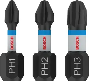 Набор отверточных бит Bosch 2608522470 Phillips 3 штуки длина 25 мм PH1 PH2 PH3