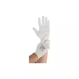 Darba cimdi HYGOSTAR ULTRA FLEX HAND M balti neilona plāna adījuma, izmērs M