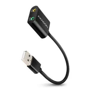 AXAGON ADA-12 External USB Sound Card, 2.0 Channels, 16-bit Audio Quality, 93 dB SNR, Metal Body, Black