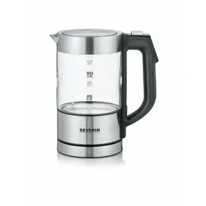 Electric kettle SEVERIN WK3458, 0.5 L, 1100 W, glass & stainless steel, 5 temperature settings, cordless