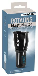 Masturbator Stroker Rotating Silicone Black — rechargeable, 4 rotation modes, 3 speeds, length 21.2 cm, insertion depth 8 cm