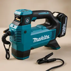 Электрический насос Makita DMP181Z — аккумуляторный 18 В, 11.1 бар, 22 л/мин, шланг и игла в комплекте, встроенный фонарь