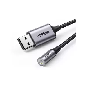 Аудиоадаптер UGREEN CM477 USB на мини‑джек 3,5 мм (серый) — модель 30757