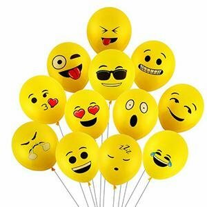 Gaisa baloni dzeltenas metalic ar dažādiem smaidiņiem, 12 gab