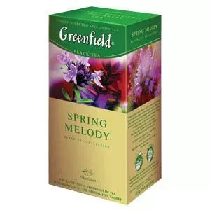 GREENFIELD Spring Melody melnā tēja 25x1, 5g