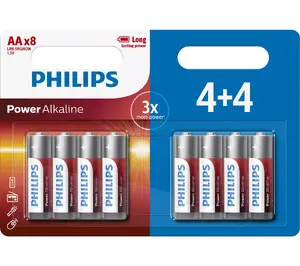 Alkaline Rechargeable AA Batteries Philips Power LR6P8BP/10 — 1.5 V, pack of 8
