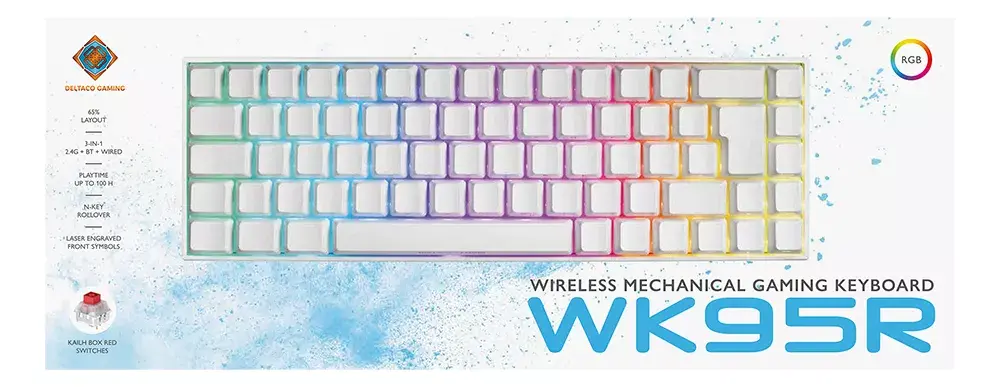 Mehāniskā spēļu klaviatūra DELTACO GAM-100-W-DE 65% QWERTZ Photo 5