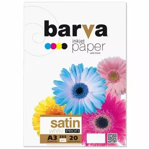 Foto papīrs balts satīna BARVA 255 g/m2, A3, 20 lappuses