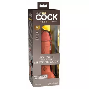 Dildo King Cock Dual Density Cock Tan — silicone dildo, 17.8 cm total, 15.2 cm insertable, Ø 3.7 cm