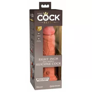 Dildo King Cock Dual Density Cock Tan — Silicone, 22 cm total, 20.3 cm insertable, Ø 5.4 cm