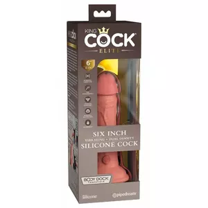 Vibrator King Cock Elite KCE 6 DD Silicone Tan — dual-density silicone, 17.8 cm, 10 vibration modes, waterproof