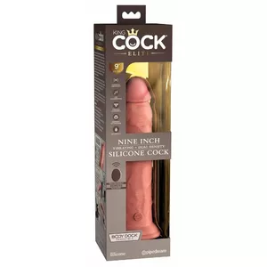 Dildo King Cock Elite 9" Vibrating Dual Density Silicone, Rechargeable, Remote Control, Waterproof, Suction Cup, Black