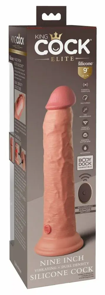 Dildo King Cock Elite 9" Vibrating Dual Density Silicone Photo 7