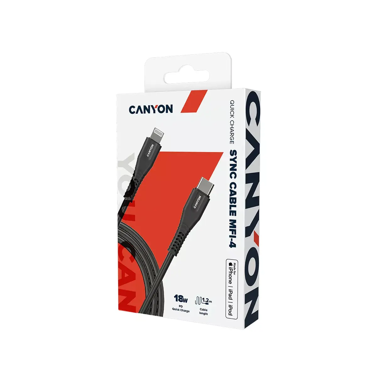 Кабель Canyon MFI-4 1.2 м Черный Photo 5